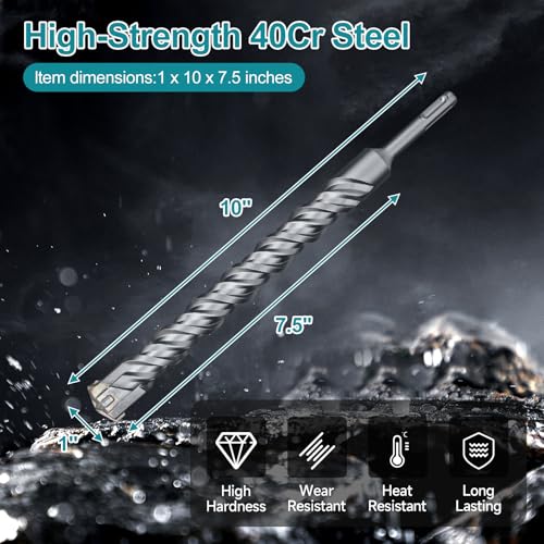 1 Inch x 10 Inch SDS Plus Rotary Hammer Drill Bit - size: 1 in, style: 10 Inch