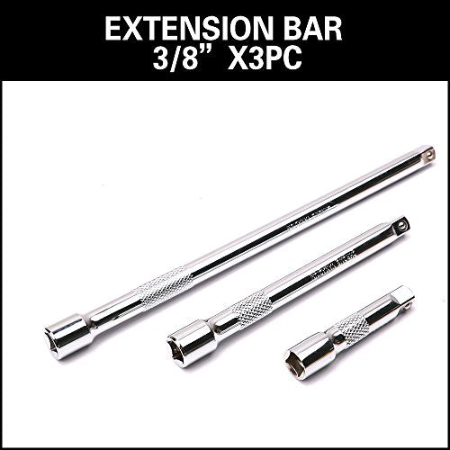 9-Piece Socket Extension Bar Set, Ratchet Extension Bar Set,1/4", 3/8", and 1/2" Impact Drive Socket, Drive Tool Accessory, CR-V Steel Storage Tray - color: 9-pcs Chrome Extension