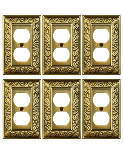 6-Pack Paisley Pattern Duplex Outlet Cover Plate,Metal Switch Plates - style: 1 Duplex 6PK