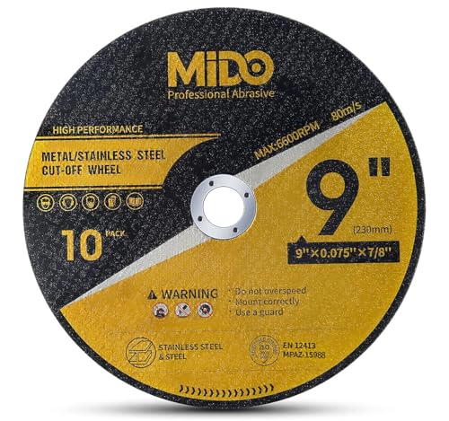 10 Pack Cut Off Wheels 9 Inch Cutting Wheel 9” x .075” x 7/8” Metal&Stainless Steel Cutting Disc Fit for Angle Grinder - style: 10PCS 9Inch Cut Off Wheels
