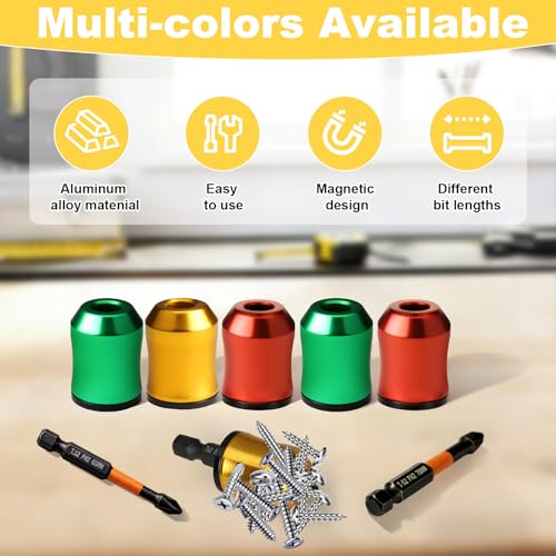 6 Pcs Magnetic Screw Holder Ring with 3 Pcs Ph2 Screwdriver Bit Set, 1/4" Universal Strong Magnetic Ring, Removable Screwdriver Bit Holder Tool for Drill Bits & Hex Screwdrivers