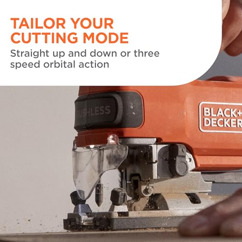 BLACK+DECKER 20V MAX Brushless Cordless JigSaw Kit with 2.5Ah Battery and Charger, 24T Steel Blade, 6T Wood Blade, Up to 82 Ft per Charge, 1 In. Stroke, Variable Speed, LED, PowerConnect (BLJS78E1) - style: Tool + Battery Kit