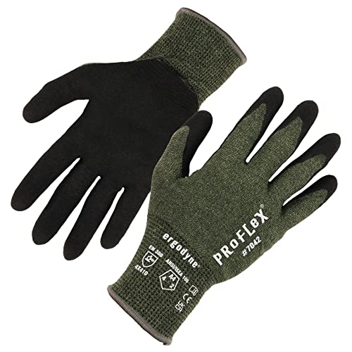 Ergodyne ProFlex 7042 Cut Resistant Work Gloves, ANSI A4, Contact Heat Resistant, Sandy Nitrile Coated Palms, 18g Aramid - size: Large