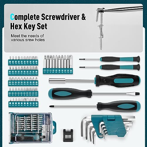 Sundpey 379 Pcs Portable Complete Home and Auto Tool Kit with Drawer Blue - color: Blue