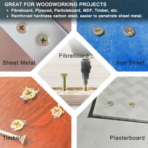 420PCS Flat Head Phillips Wood Screws Assortment Kit, Zinc Coated Carbon Steel Self-Tapping Screw with Adjustable Wood Countersink (ZC1022 Mix) - size: ZC1022 Mix
