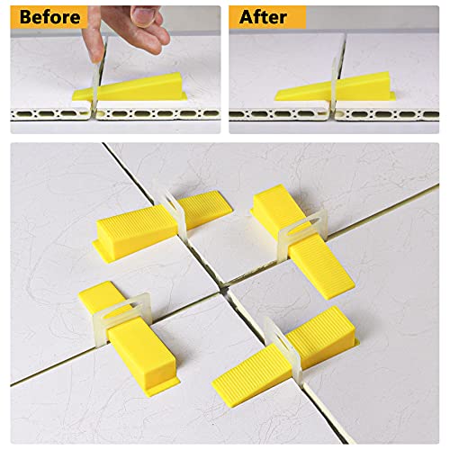 Mr.Ton 1/8 Inch Tile Leveling System with Tile Plier - 300Pcs Tile Spacers Clips, 100-piece Reusable Wedges - Tile Installation Kit