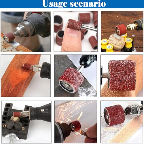 Sanding Drum Set for Most Rotary Tools-Includes 138 Aluminum Oxide Drum Sander Sanding Sleeves (80,120,240 Grit),12 Drum Mandrels and 9 Sanding Bits,Sanding Bits Tool Accessories with Box - color: 159pcs-3 Styles