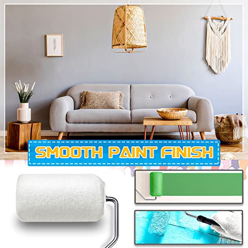 Tessco 2 Pack 4 Inch Paint Roller Kit Self Lock Roller Frame and 6 Cover Set with Durable Anti-fatigue Soft Grip Handle Paint Supplies and Tools for Home Improve Painting Walls