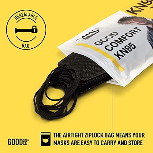 Good Mask Co. Good Comfort KN95 Face Mask, Disposable, Folding, Comfortable, Bulk (25 Pack, Black) - color: Adult - 25pk - Black