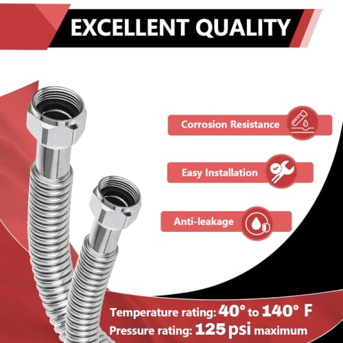 2piece EFIELD Flexible SS Corrugated Hose Connector,3/4" FIP x18"Length - size: 18"L(3/4" FIP)