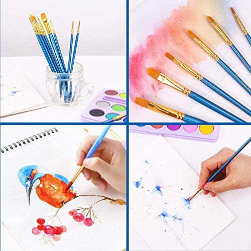 AROIC 10 Pcs Paint Brushes, Acrylic Oil Watercolor Painting Brush Set - size: 10pcs-blue