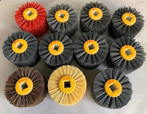 SIGNI Abrasive Nylon Drawing Wheel Drum Brush for Wooden Furniture Floor Polishing - 120X100mm 80 Grit - 1 Pack - size: 80 Grit, Black