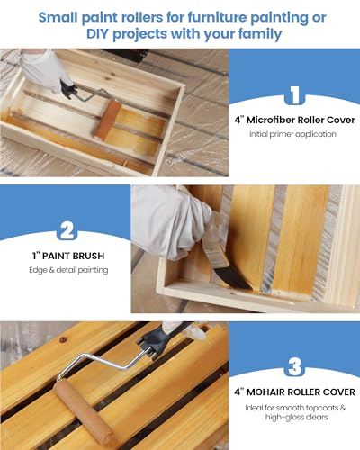 Voomey 4 Inch Paint Roller Kit 17 Pack, Mini Paint Roller Kit - style: 17 pcs 4 Inch Paint Roller Kit