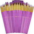 Artstorys 30Pcs Paint Brush Set for Acrylic, Oil & Watercolor, Purple - color: Nickel,purple