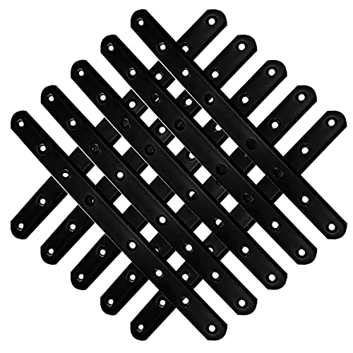 12Pack Straight Brackets Black Mending Plate 10In Metal Brackets for Brace - size: 12 Inch (12 Pack)