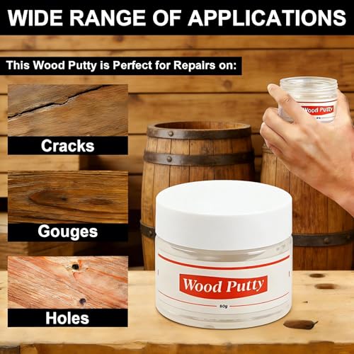 80g Wood Putty Kit, White Woods Filler for Quick Woods Repair Putty Projects on Wooden Cabinets Floors and Furniture - color: 80g White Wood Putty