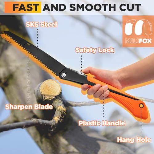 Folding Hand Saw, 10 in Pruning Saw with Triple-Cut SK5 Blade