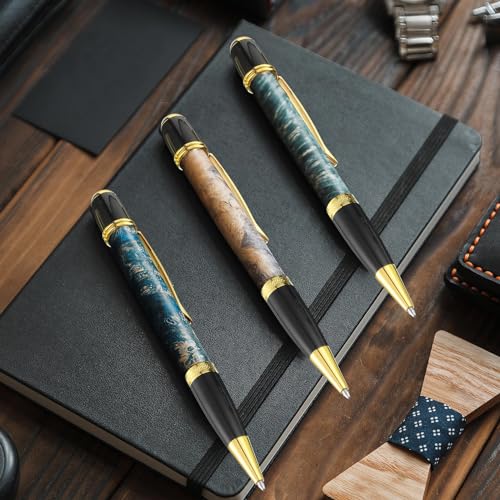Colarr 12 Pack Woodturning Pen Kit Twist Ballpoint Pen Kit, Gold - color: Gold