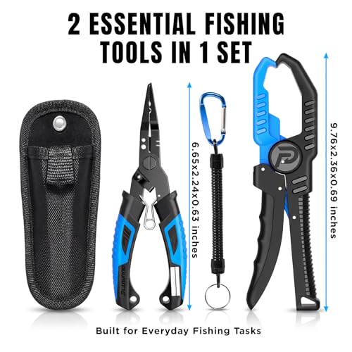 PLUSINNO Fishing Gear, Fishing Tools, Fishing Accessories, Corrosion Resistant Fishing Pliers Kit, Fishing Knife, Floating Fish Lip Gripper Fishing Gifts for Men, Gifts for Fishermen - style: 2pcs Fishing Tools