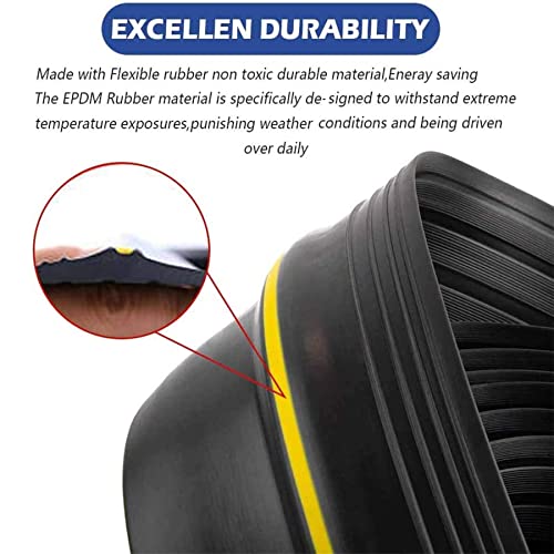 ToLanbbt 10Ft/3M Universal Garage Door Rubber Threshold Strip with 300ml Black Adhesive/Sealant, Weatherproof Seal Strip DIY Weather Stripping Replacement (Black+Yellow) - color: Black+Yellow, size: 10 Ft (incl. 1 adhesive)