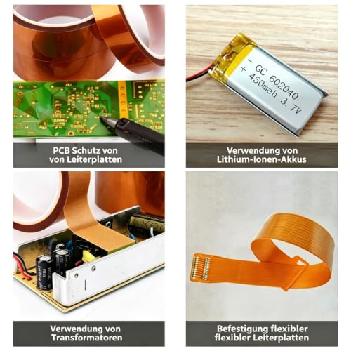 BOMEI PACK Polyimide Tape, 3in x 66ft Heat Resistant Tape for Soldering - size: 3inch x 20m/66ft