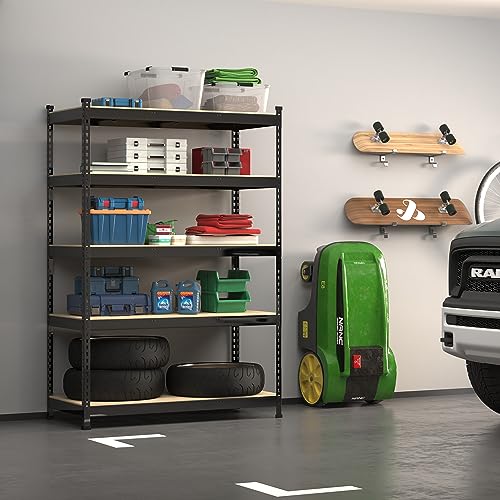 PrimeZone 47"W x 18"D x 72"H Garage Storage Shelves, 5-Tier Metal Shelving - size: 47"W x 18"D x 71"H