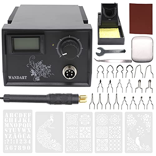 Professional Wood Burning Kit with One Pyrography Pen Single Wood Burner with 20 Wood Burning Tips with Case and 5PCS Stencils