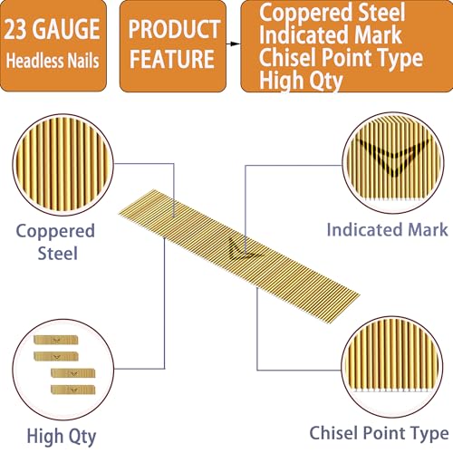 23 Gauge Pin Nails,Headless Pinner,1/2",10000pcs - size: 1/2"---10000pcs