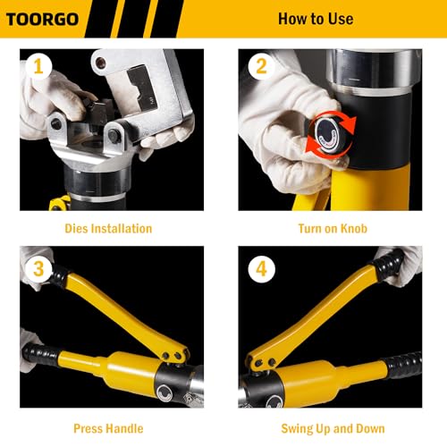 Cable Lug Crimping Tool, 6 AWG to 1000 MCM Hydraulic Plier, 20 Ton Hand Crimping Tool for Wires, Terminal, Lug, Crimping Tool Kit with 13 Dies