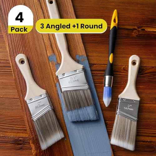 Mister Rui Paint Brushes Set, 4 Pack Angled Brushes for Trim and Wall - size: 4PCS, 0.6", 2" Short 2, 2.5"