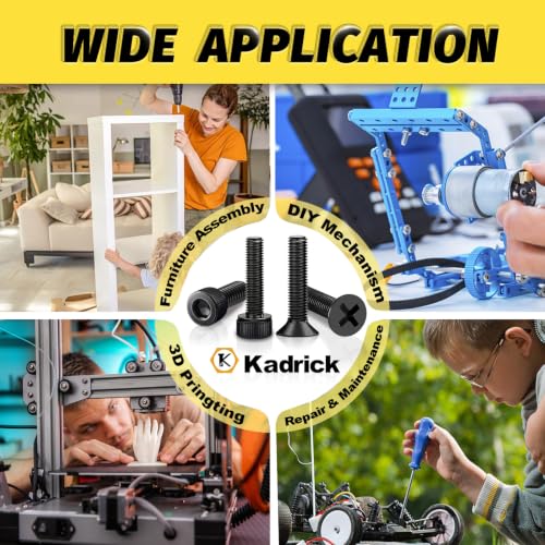 Kadrick 2440PCS M3 Screws Assortment,Hex Socket Cap & Countersunk M3 Screws - size: M3 2440Pcs 4-35mm