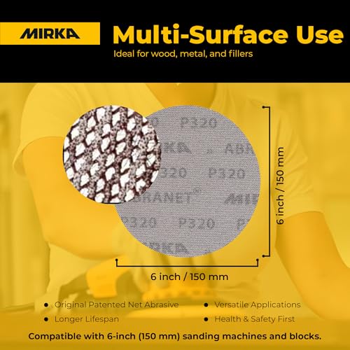 Mirka Abranet 6 Inch Assortment Mesh Sanding Discs, Hook and Loop, 35 Pack - size: Grit Assortment