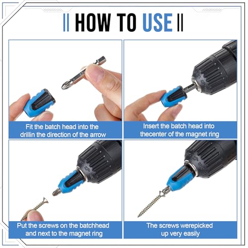 Ripeng 5 Pcs Magnetic Screw Holder Rings, 1/4 Inch/ 6.35 mm Screwdriver Driver Bits Magnetizer for Electric Drill and Hand Tools (Blue) (5, Blue) - color: Blue