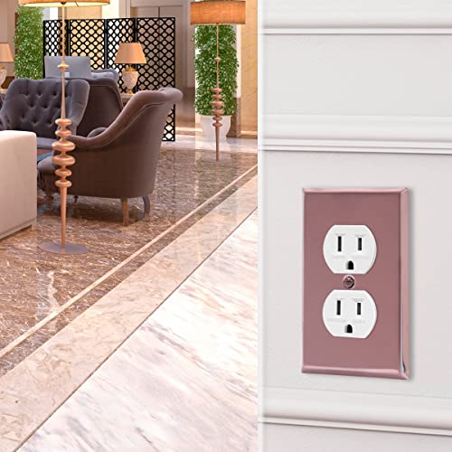 ENERLITES Duplex Receptacle Metal Wall Plate, 1-Gang, Polished Rose Gold - color: Polished Rose Gold, size: Standard Size
