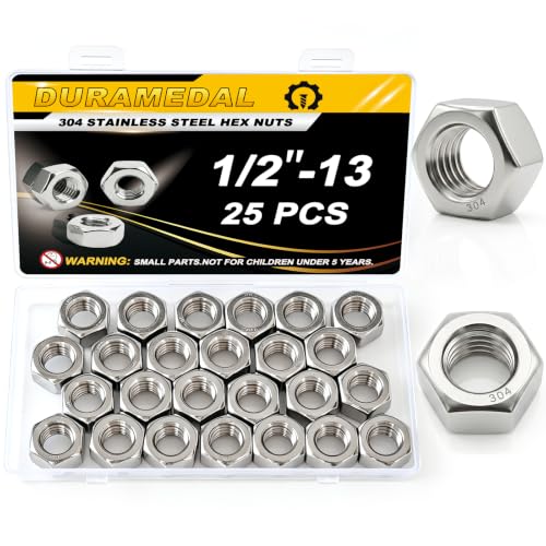 1/2-13 UNC Hex Nuts 25Pcs 304 Stainless Steel A2-70 Rustproof - size: 1/2-13
