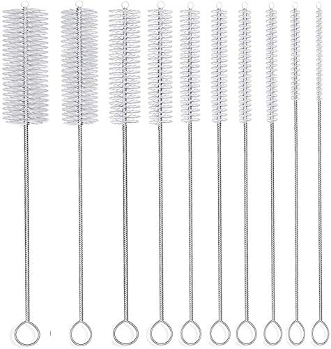 10" Extra Long Tube Cleaning Brush Set - 10 Pack - White - color: White, size: 10pk - 2mm 3mm 4mm 5mm 6mm 8mm 12mm 16mm 20mm 24mm