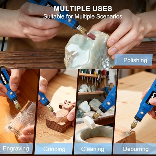 Cordless Rotary Tool, 3.7V Mini Rotary Tool Kit with 31 Accessories, 3-Speed Adjustment - Lightweight & Portable - Ideal for Polishing, Sanding, Grinding, Drilling, and DIY Crafts(blue)