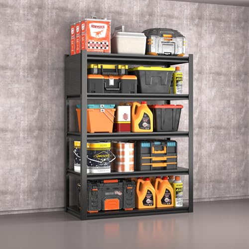 Metal Garage Shelving Unit, Heavy Duty Adjustable Industrial Storage Shelves, Steel Storage Rack for Garage, Warehouse, Basement, Black, 72" H x 47.2" W x 23.6" D, 1 Pack - size: 72"H x 47.2"W x 23.6"D