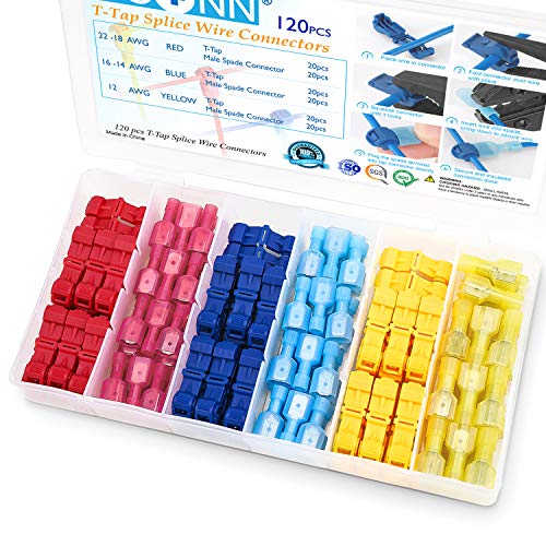 TICONN T Tap Wire Connectors, T Wire Quick Splice Connector, T Connectors for Wiring with Storage Case (120 Pcs) - style: 120 Pcs