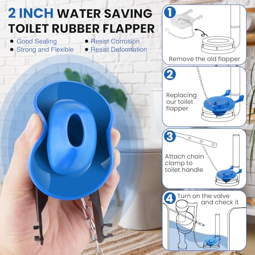 Saillong Universal Toilet Flusher Replacement Kit, Fill Valve, 2-Inch Flapper, Side Mount Handle Lever, Water-Saving, Adjustable Toilet Repair Kit Inside Tank, Easy to Install(1 Set,Blue Grey, Blue) - color: Blue Grey, Blue