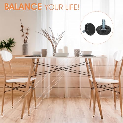 100 Pcs 1/4-20 Stainless Steel Adjustable Furniture Levelers Screw in Threaded Leveling Feet for Furniture Glide Leveling for Table Chair Cabinet Legs
