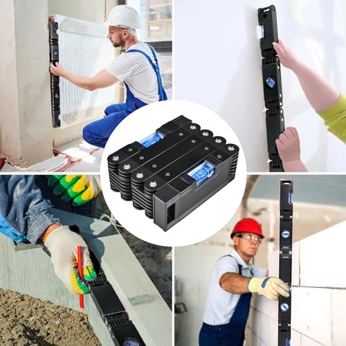 28-In Folding Level Tool, Magnetic Foldable Level Ruler with 4 Easy-Read Bubbles, Aluminum Alloy Multi-Angle Leveling Tool for 4 Foot Layout, Corners, Stairs, Woodworking & Construction & DIY'er - color: Black Folding Level Tool