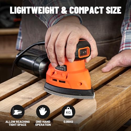 DOVAMAN 130W Detail Sander, 12000RPM Palm Sander Tool - color: B-orange