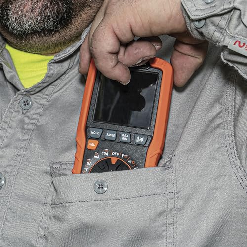Klein Tools MM450 Slim Digital Multimeter, Reverse Contrast Display with Lead Alert, Auto-Ranging TRMS, 600V AC/DC Voltage, Current, Resistance, Temp, Frequency, Continuity - size: Slim Meter