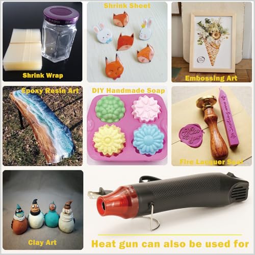 Mini Heat Gun + Heat Shrink Tubing Kit,300W 392°F Heat Gun for Shrink Tubing,Shrink Wrapping,Wire Connectors,Cable and Wire Shrink Wrap,Crafts Candle Making and Epoxy Resin Heating - size: Shrink Ratio 2:1