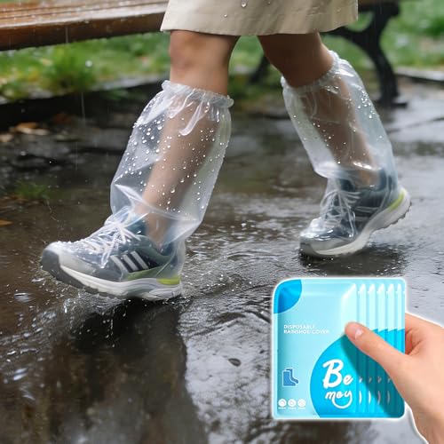 12 Pcs Individually Packaged Extended Length Rain Shoe Covers for Adults, Disposable Portable Plastic Shoe Covers for Rain, Perfect for Adults, Mud, and Theme Parks (Adults, L 12Pcs) - size: Adults L 12Pcs