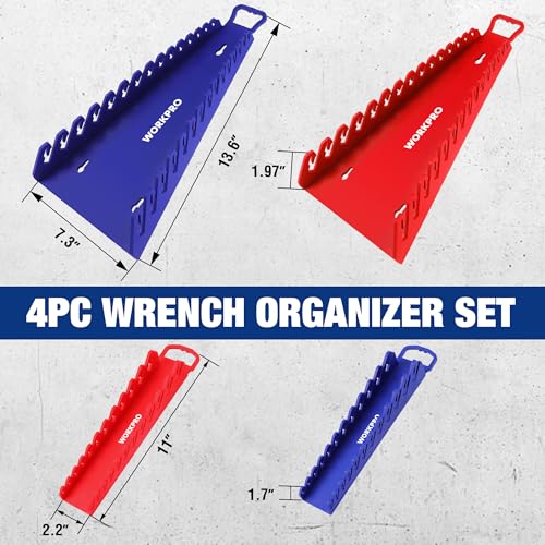 WORKPRO 4-Pack Magnetic Wrench Organizer,15-Slot and 12-Slot Gripper Holder - style: Gripper Wrench Organizer(4PC)