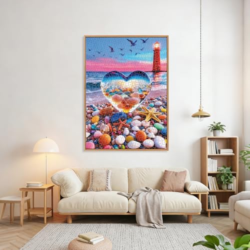 Love Pebbles Beach Puzzles for Adults 1000 Pieces - color: Heart of the Sea