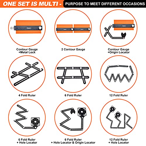 Saker Contour Gauge Profile Tool- Adjustable Lock-Precisely Copy Irregular Shape Duplicator -Irregular Welding Woodworking Tracing - Must Have Tool for DIY Handyman, Construction (Connection Package) - style: Connection Package