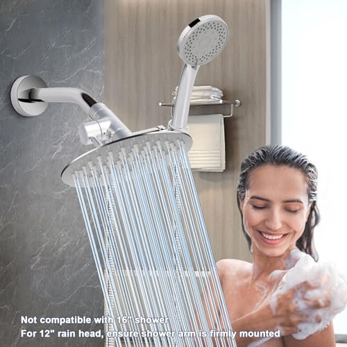 NearMoon Solid Brass Shower Arm Diverter with Handheld Mount, G1/2 3-Way Diverter Valve with Holder Bathroom Universal System Replacement Part for Hand and Fixed Shower Head (Chrome Finish) - color: Chrome Finish